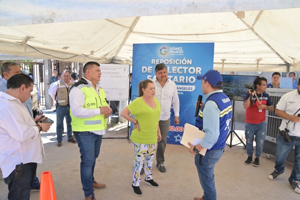 Alcaldesa Leticia Herrera Ale supervisa obras del nuevo colector de drenaje en la colonia Felipe&nbsp;Ángeles.